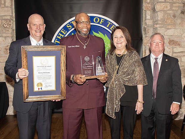TBCJ Chairman Eric Nichols, Henry Williams, Texas First Lady Cecilia Abbott and TDCJ Executive Director (L-R)