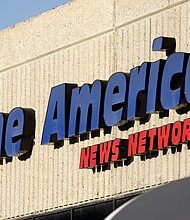 The One America News Network logo is displayed on the One America News Network headquarters on February 2, in San Diego, California.
Mandatory Credit:	Kevin Carter/Getty Images via CNN Newsource
