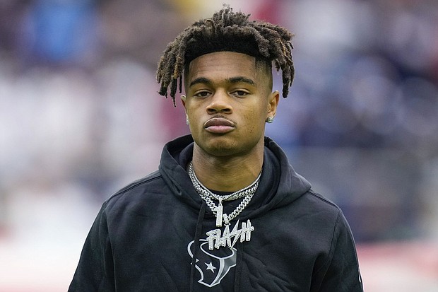 Houston Texans wide receiver Tank Dell, seen here in December 2023, was injured on April 29 during a shooting in Sanford, Florida.
Mandatory Credit:	Eric Christian Smith/AP via CNN Newsource