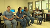 Bobbie Jo Lashway, Heather Bushman, Santranee Smith and Donaja Elliott are pregnant inmates at Henrico County West Jail. They are involved in the jails yoga program for pregnant inmates,