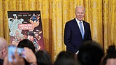 President Biden speaks before a screening of the series “American Born Chinese” in the
East Room of the White House in celebration of Asian-American, Native Hawaiian, and
Pacific Islander Heritage Month last year.