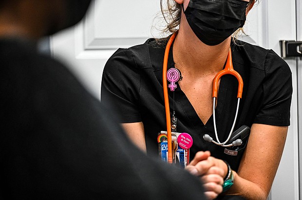 A woman who chose to remain anonymous has her vitals checked before receiving an abortion at a Planned Parenthood Abortion Clinic in Jacksonville, Florida. A six-week ban will take effect in the state on May 1.
Mandatory Credit:	Chandan Khanna/AFP/Getty Images via CNN Newsource