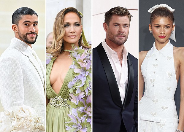 Bad Bunny, Jennifer Lopez, Chris Hemsworth and Zendaya will co-chair this year's Met Gala for the exhibition "Sleeping Beauties: Reawakening Fashion."
Mandatory Credit:	James Devaney/GC Images/Getty Images; Victor Aubry/Sipa USA; Christina House/Los Angeles Times/Getty Images; Neil Mockford/Filmmagic/Getty Images via CNN Newsource