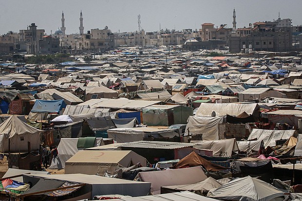 Seen here are tents erected at a temporary camp for displaced Palestinians in Rafah, southern Gaza, on May 3. Hamas says it has agreed to a ceasefire proposal from Egypt and Qatar.
Mandatory Credit:	Ahmad/Bloomberg/Getty Images via CNN Newsource