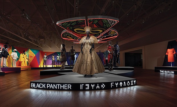 The costume of Queen Ramonda, as played by actress Angela Bassett in the film “Black Panther,”will be
displayed at the “Ruth E. Carter: Afrofuturism in Costume Design” exhibition at Jamestown Settlement.