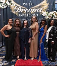 From left, LaShelle Vernon, CEO of Mylestone Development & Management Company, Geovanna White, YG Collaborations, Kristina Perez, HCC Foundation, Yvette Valdenegro, YG Collaborations, Misha McClure, Comcast – Texas and Dorita Hatchett, Dorita Hatchett LLC