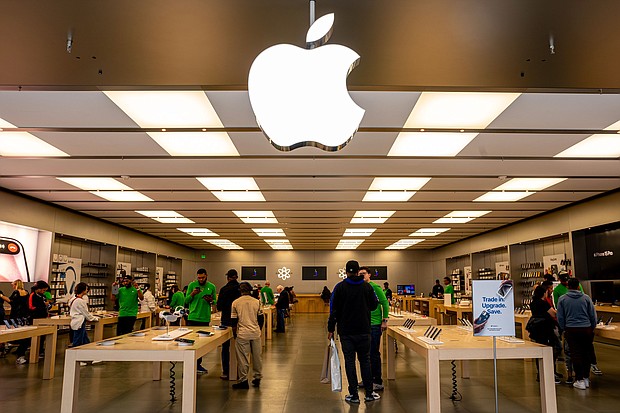 The Apple Store at Towson Town Center Mall in Maryland is pictured. Apple Store workers in Towson, Maryland, the first of the tech giant’s retail employees to unionize, made history again by voting late May 11 in favor of authorizing a strike.
Mandatory Credit:	Andrew Harnik/Getty Images via CNN Newsource