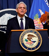 U.S. Attorney General Merrick Garland (C) announces the arrest of Chinese chemical company employees as part of an investigation into the fentanyl precursor supply chain during a news conference with Deputy Attorney General Lisa Monaco (L) and DEA Administrator Anne Milgram at the Robert F. Kennedy headquarters building on June 23, 2023 in Washington, DC.
Mandatory Credit:	Chip Somodevilla/Getty Images via CNN Newsource