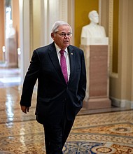 Sen. Robert Menendez, a New Jersey Democrat whose trial begins on May 13.
Mandatory Credit:	Andrew Harnik/Getty Images via CNN Newsource