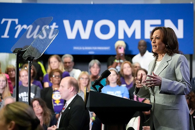 Vice President Kamala Harris speaks about abortion restrictions at an event in Jacksonville, Florida, on May 1.
Mandatory Credit:	John Raoux/AP via CNN Newsource