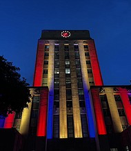 Mayor John Whitmire and the city of Houston are honoring the life and legacy of the iconic Founding Pastor of Wheeler Avenue Baptist Church, Rev. William A. Lawson, by illuminating City Hall in the colors of the church logo designed by Lawson - red, blue, and gold. The lights will shine nightly until his celebration of life services.