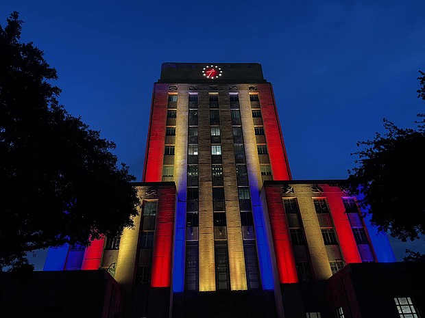 Mayor John Whitmire and the city of Houston are honoring the life and legacy of the iconic Founding Pastor of Wheeler Avenue Baptist Church, Rev. William A. Lawson, by illuminating City Hall in the colors of the church logo designed by Lawson - red, blue, and gold. The lights will shine nightly until his celebration of life services.