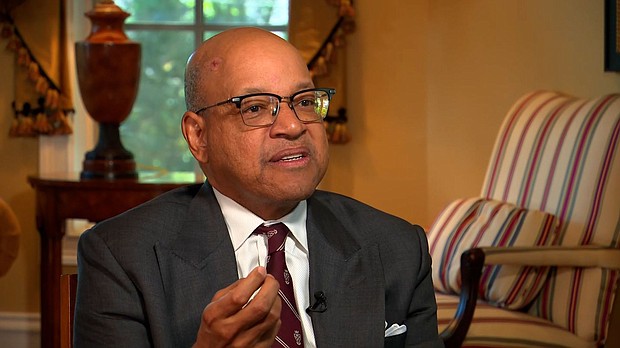 Morehouse College President David A. Thomas tells CNN the school will "not ask police to take individuals out of commencement in zip ties."
Mandatory Credit:	CNN via CNN Newsource