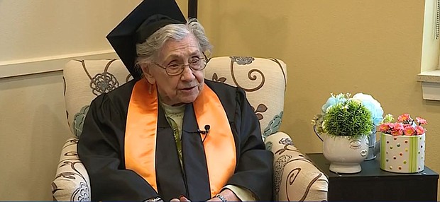 94-year-old, Norma Zeirke, received her honorary degree from Carroll University.
Mandatory Credit:	WDJT via CNN Newsource