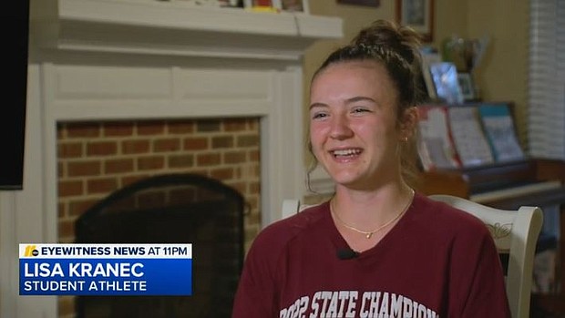High school senior Lisa Kranec was barred from Green Hope High's Signing Day after WCpss said she did not qualify to participate.
Mandatory Credit:	WTVD via CNN Newsource