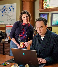 Mayim Bialik and Jim Parsons reprised their "Big Bang Theory" roles in the "Young Sheldon" series finale.
Mandatory Credit:	Bill Inoshita/CBS via CNN Newsource