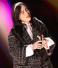 Billie Eilish performing at the 2024 Oscars in Hollywood in March.
Mandatory Credit:	Rich Polk/Variety/Getty Images via CNN Newsource