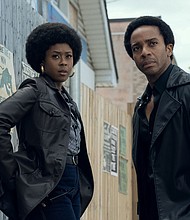 Moses Ingram and André Holland in "The Big Cigar," premiering on Apple TV+.
Mandatory Credit:	Brendan Adam-Zwelling/Apple TV+ via CNN Newsource