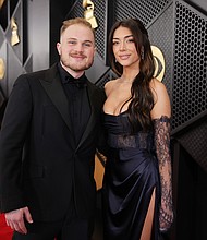 Zach Bryan and Brianna LaPaglia at the 2024 Grammy Awards in Los Angeles.
Mandatory Credit:	Neilson Barnard/Getty Images for The Recording Academy via CNN Newsource