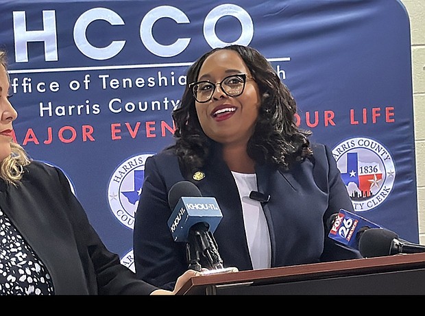 Harris County Clerk Tenecia Hudspeth speaks about Early Voting.