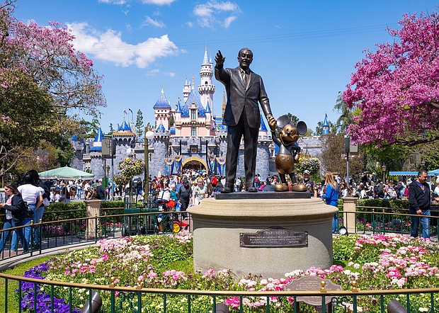 Walt Disney and Mickey Mouse are depicted in the 'Partners' statue at Disneyland in Anaheim, California.
Mandatory Credit:	AaronP/Bauer-Griffin/GC Images/Getty Images via CNN Newsource