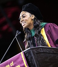 Dr. Dorothy Jean Tillman speaks at the Arizona State University College of Health Solutions convocation on May 8.
Mandatory Credit:	Courtesy Jimalita Tillman and Dorothy Tillman via CNN Newsource