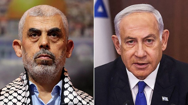 The International Criminal Court is seeking arrest warrants for Hamas leader Yahya Sinwar (left) and Israeli Prime Minister Benjamin Netanyahu.
Mandatory Credit:	Getty Images/Shutterstock via CNN Newsource