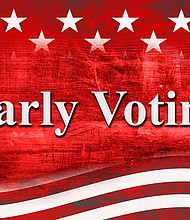 Early Voting message of USA flag stars and stripes on wood