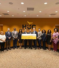 Officials from BP America presented HCC with a donation of $200,000 at the recent Board of Trustees meeting.