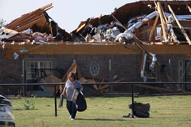 A home in Oklahoma City was torn apart by storms on Sunday.
Mandatory Credit:	Bryan Terry/The Oklahoman/USA TODAY via CNN Newsource