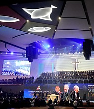 Mourners gather to take part in a community celebration in honor of Rev. William “Bill” Lawson at Wheeler Avenue Baptist Church on Thursday, May 23, 2024, in Houston. Known for being a “Houston’s Pastor,” Lawson was the founding pastor of Wheeler Avenue Baptist Church who helped lead the Houston’s racial desegregation in the 1960s and continued to be a civil rights leader and spiritual guide throughout his life. He retired from the pulpit in 2004, but remained active in the church until his death on May 14 at age 95.