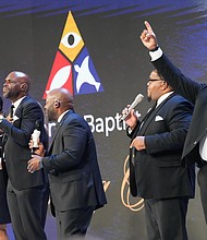 Singers perform the song ‘’Perfect Peace” during a community celebration in honor of Rev. William “Bill” Lawson at Wheeler Avenue Baptist Church on Thursday, May 23, 2024, in Houston. Known for being a “Houston’s Pastor,” Lawson was the founding pastor of Wheeler Avenue Baptist Church who helped lead the Houston’s racial desegregation in the 1960s and continued to be a civil rights leader and spiritual guide throughout his life. He retired from the pulpit in 2004, but remained active in the church until his death on May 14 at age 95.