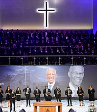 A community celebration in honor of Rev. William “Bill” Lawson is held at Wheeler Avenue Baptist Church on Thursday, May 23, 2024, in Houston. Known for being a “Houston’s Pastor,” Lawson was the founding pastor of Wheeler Avenue Baptist Church who helped lead the Houston’s racial desegregation in the 1960s and continued to be a civil rights leader and spiritual guide throughout his life. He retired from the pulpit in 2004, but remained active in the church until his death on May 14 at age 95.