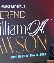 Judge Kenneth Hoyt speaks during a community celebration in honor of Rev. William “Bill” Lawson at Wheeler Avenue Baptist Church on Thursday, May 23, 2024, in Houston. Known for being a “Houston’s Pastor,” Lawson was the founding pastor of Wheeler Avenue Baptist Church who helped lead the Houston’s racial desegregation in the 1960s and continued to be a civil rights leader and spiritual guide throughout his life. He retired from the pulpit in 2004, but remained active in the church until his death on May 14 at age 95.