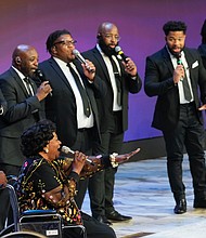 Barbara Johnson Tucker sings during a community celebration in honor of Rev. William “Bill” Lawson at Wheeler Avenue Baptist Church on Thursday, May 23, 2024, in Houston. Known for being a “Houston’s Pastor,” Lawson was the founding pastor of Wheeler Avenue Baptist Church who helped lead the Houston’s racial desegregation in the 1960s and continued to be a civil rights leader and spiritual guide throughout his life. He retired from the pulpit in 2004, but remained active in the church until his death on May 14 at age 95.
