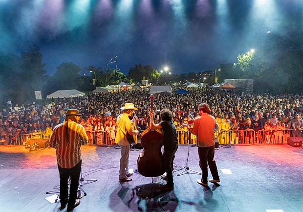 The Sam Grisman Project performs during the music portion of Dominion Riverrock last weekend.