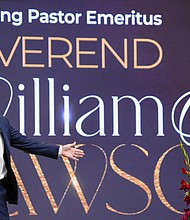 The Rev. Joel Osteen speaks during the celebration of life services for The Rev. William “Bill” Lawson on Friday, May 24, 2024 in Houston. Known for being a “Houston’s Pastor,” Lawson was the founding pastor of Wheeler Avenue Baptist Church who helped lead the Houston’s racial desegregation in the 1960s and continued to be a civil rights leader and spiritual guide throughout his life. He retired from the pulpit in 2004, but remained active in the church until his death on May 14 at age 95.