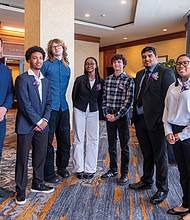 Richmond Public School high school valedictorians from left, Erickson Hernandez, Franklin Military Academy; Robert Jones, John Marshall; Emerson Rose, Richmond Virtual Academy; Sanaya Blake, Richmond Community; Alexander Kremsreiter, Open High; Wilmer Matamoros-Menjivar, Richmond High School for the Arts; and Imani Williams, Thomas Jefferson. Manuel Randolph of Armstrong and Leslie Marin-Arellano of Huguenot are not pictured.