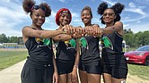 Aniah Ross, J’miaya Muse, Ama Cousins and Kanaan Banks of Huguenot High School’s Track Team.