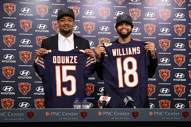 The Bears owned two top-10 selections in 2024 draft, using the ninth pick on Washington wideout Rome Odunze.
Mandatory Credit:	Michael Reaves/Getty Images via CNN Newsource