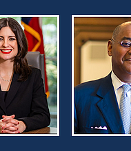 Commissioners Lesley Briones and Rodney Ellis