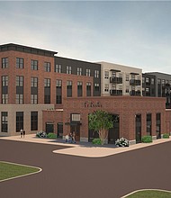 A rendering of The Helios, rent-restricted, solar-powered apartments planned for Chamberlayne Avenue.