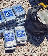 Divers discovered 25 bricks of suspected cocaine marked with fake Nike logos off the Key West coast.
Mandatory Credit:	MONROE COUNTY SHERIFF/WFOR via CNN Newsource