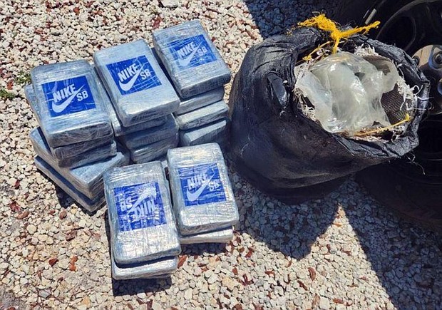 Divers discovered 25 bricks of suspected cocaine marked with fake Nike logos off the Key West coast.
Mandatory Credit:	MONROE COUNTY SHERIFF/WFOR via CNN Newsource
