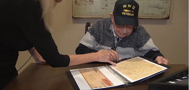 105-year-old Jewish WWII veteran Danny Jacobson reflects on letter he wrote using Hitler’s personal stationery.
Mandatory Credit:	WSVN via CNN Newsource