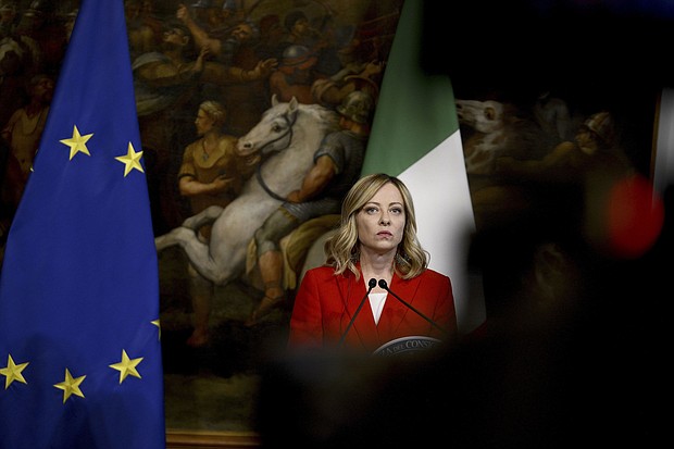 Italian Prime Minister Giorgia Meloni speaks in Rome on May 13.
Mandatory Credit:	Simona Granati/Corbis News/Getty Images via CNN Newsource
