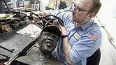 A bronze Jackie Robinson statue that was cut off at the ankles and stolen in Wichita,
Kansas is being recast in Colorado. A national outpouring of donations enabled Wichita
to quickly order a replacement.