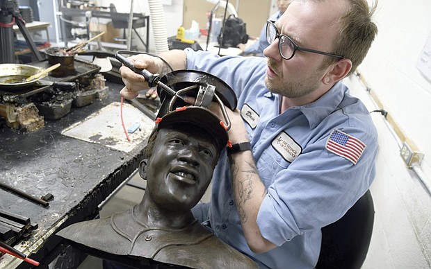 A bronze Jackie Robinson statue that was cut off at the ankles and stolen in Wichita,
Kansas is being recast in Colorado. A national outpouring of donations enabled Wichita
to quickly order a replacement.
