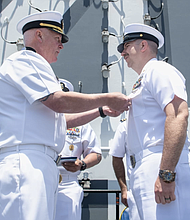 Capt. Jason Tumlinson, left, USS Boxer
Photo by Petty Officer 2nd Class Connor Burns