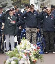 US D-Day veterans attend an event at the Normandy American Cemetery and Memorial as part of the 79th anniversary D-Day celebrations on June 6, 2023.
Mandatory Credit:	Christopher Furlong/Getty Images via CNN Newsource